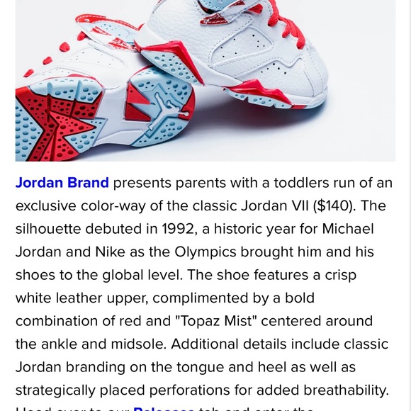 NIKE Air Jordan 7 Retro Topaz Mist Kids Sneakers 8 - Picture 7 of 8